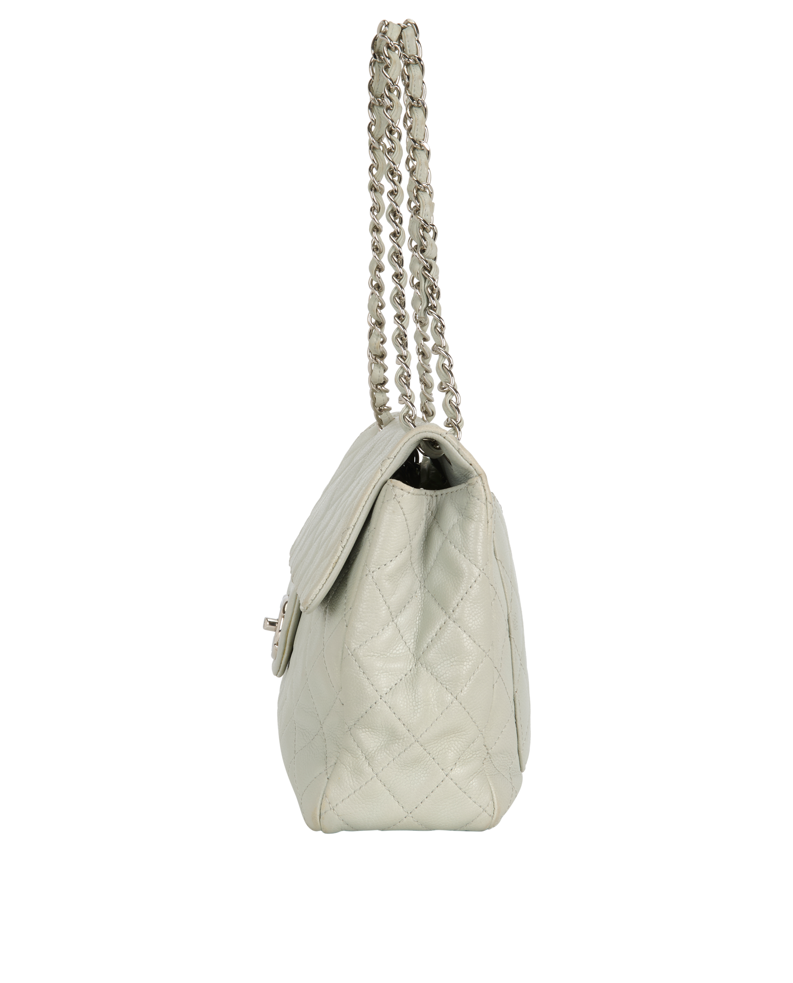 Maxi Classic Flap, &pound;2,200, Handbags, Grey, Caviar Leather, Bottom view